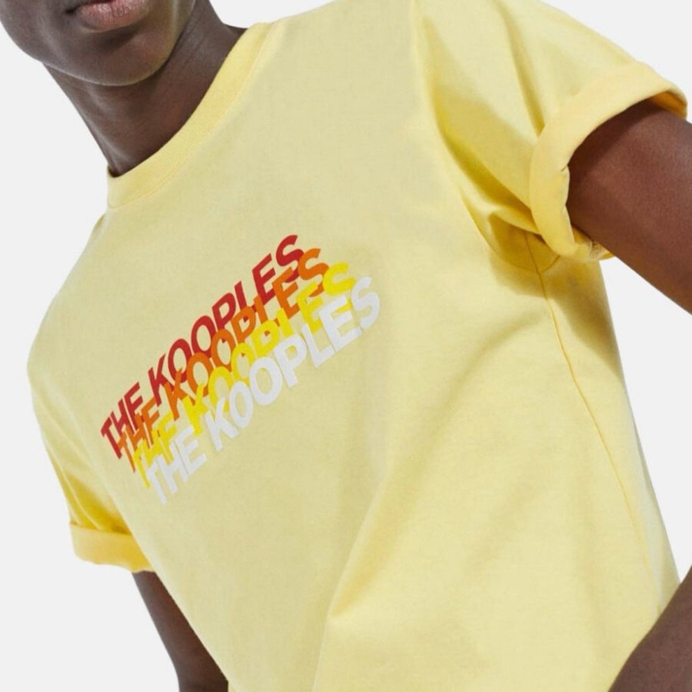 The Kooples Yellow Graphic Tee Organic Cotton Casual Logo T-Shirt NWT